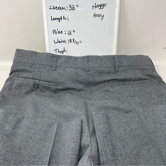 Haggar Mens Magic Stretch Gray Flat Front Dress Trousers Size 36 x 31.5 USA Made - Picture 8 of 13